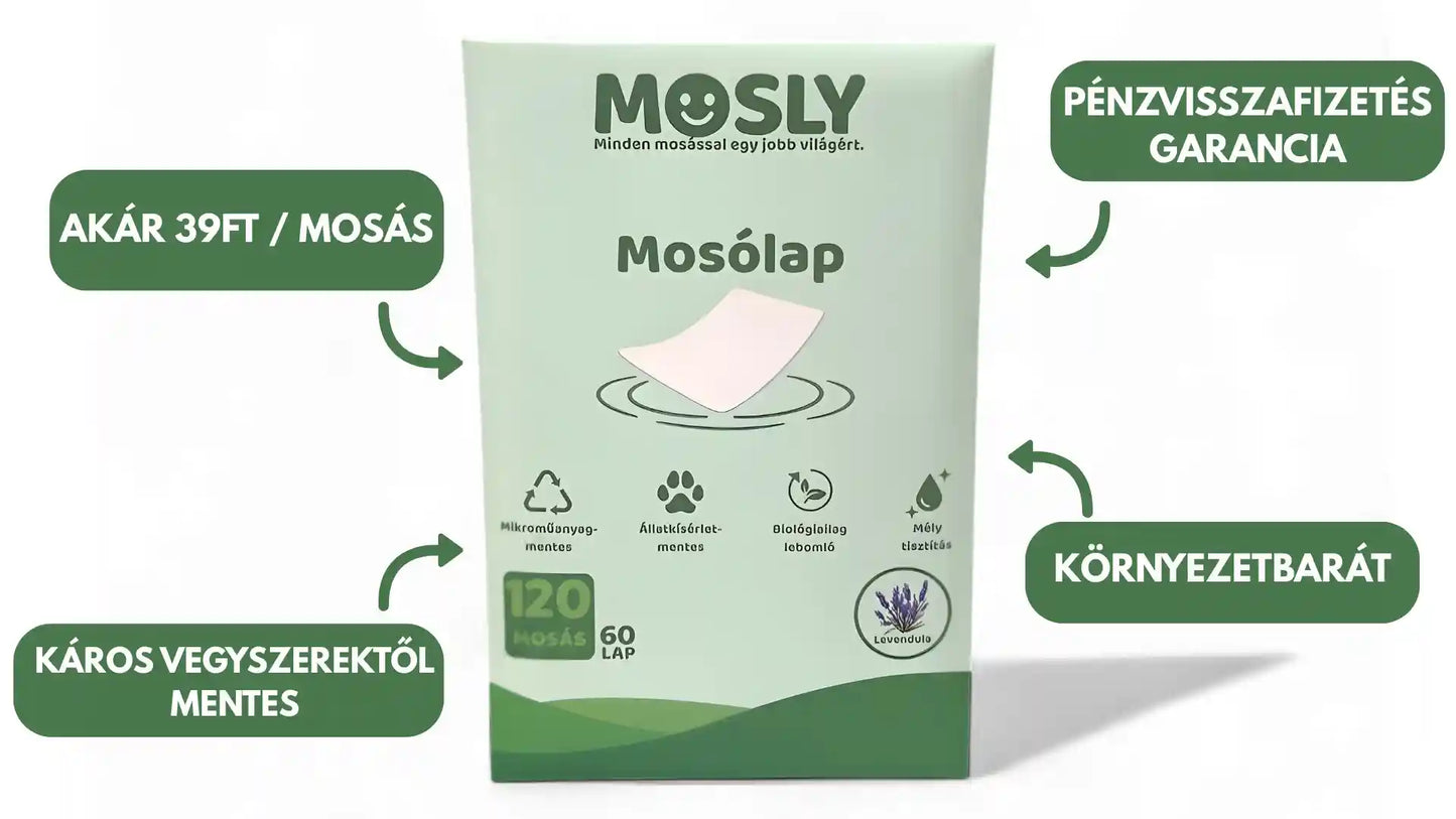 mosly mosólap termékkép adatok környezetbarát, pénzvisszafizetés garancia